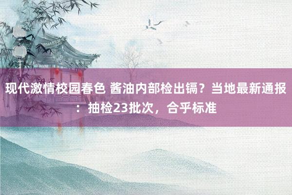 现代激情校园春色 酱油内部检出镉？当地最新通报：抽检23批次，合乎标准