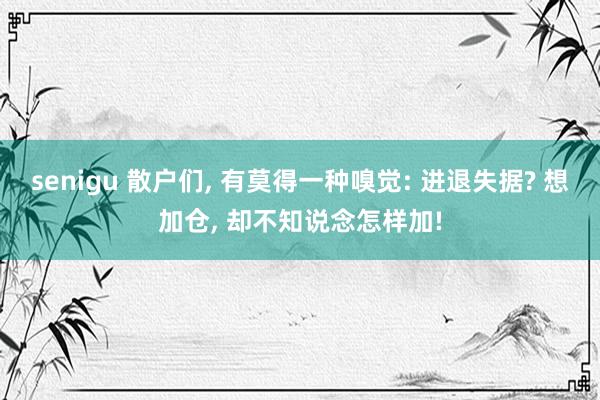 senigu 散户们, 有莫得一种嗅觉: 进退失据? 想加仓, 却不知说念怎样加!