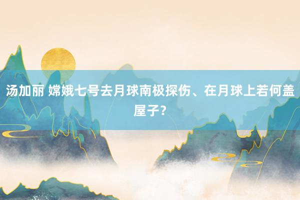 汤加丽 嫦娥七号去月球南极探伤、在月球上若何盖屋子？