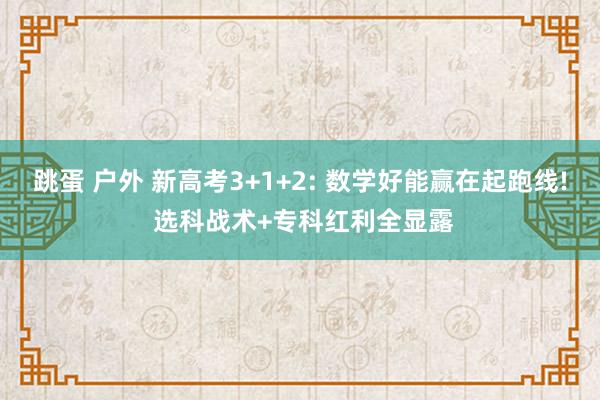 跳蛋 户外 新高考3+1+2: 数学好能赢在起跑线! 选科战术+专科红利全显露