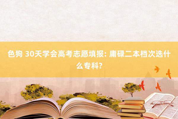 色狗 30天学会高考志愿填报: 庸碌二本档次选什么专科?