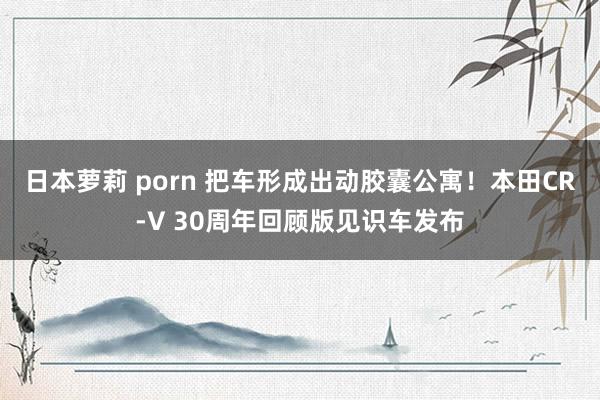 日本萝莉 porn 把车形成出动胶囊公寓！本田CR-V 30周年回顾版见识车发布